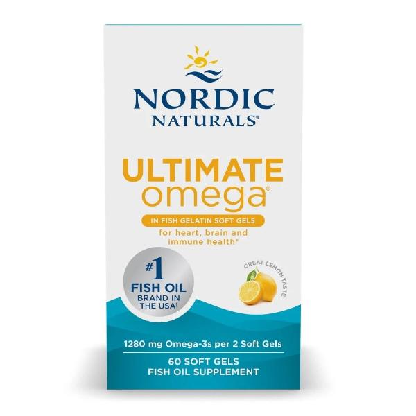 imgi_172_01797RH1-UltimateRFish_60ct_Front_0625c1fc-1c67-4a31-99ba-7d48e7654169 Nordic Naturals Ultimate Omega 3 60 Count |1280Mg EPA & DHA Supplement | Lemon Softgels - Image 1