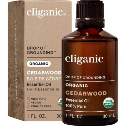 Cliganic Organic Cedarwood Essential Oil, 100% pure undiluted oil for aromatherapy diffuser