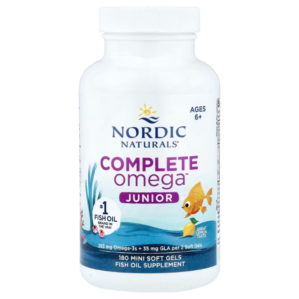 imgi_81_105 Nordic Naturals Complete Omega Junior, 283mg Omega-3 + GLA, Lemon, 180 Mini Soft Gels - Image 1