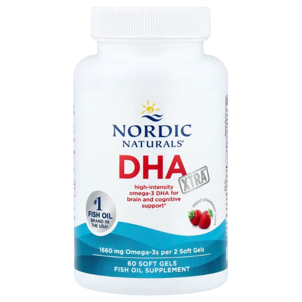 imgi_81_82 Nordic Naturals DHA Xtra, 1660 mg Omega-3, Strawberry, 60 Soft Gels - Image 1